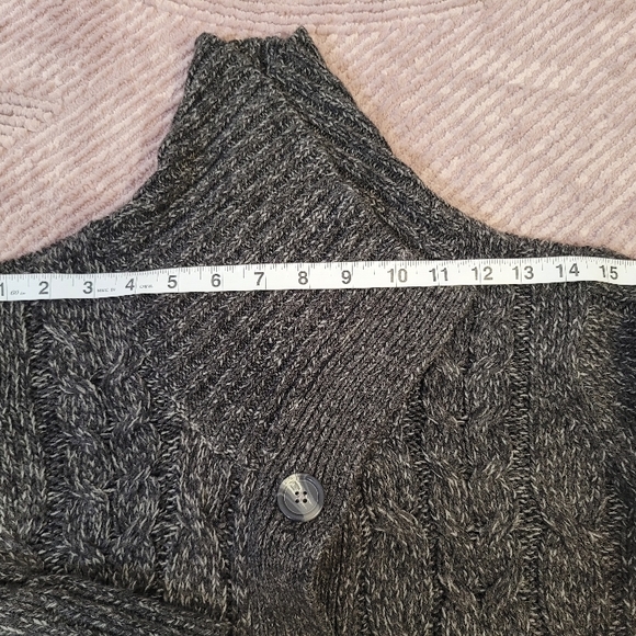 St. John's Bay Medium Button Up Cardigan Sweater Cable Knit Black/Grey - Picture 8 of 11